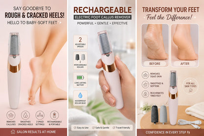 Electric Pedicure Foot File – Rechargeable Callus Remover for Smooth Feet